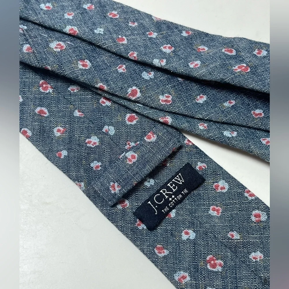 J. Crew Classic 100% Cotton Slim Navy Textured Tie